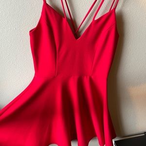 Red double strapped dress